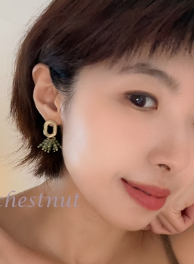 高级感森系串珠流苏耳坠 复古金属环显白百搭日常出游气质耳环