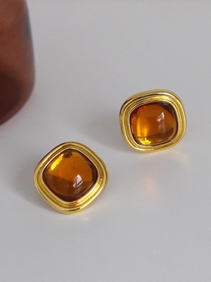 耳针款 搬仓清仓特惠价 复古琥珀黄色质感耳环 无质量问题不退换