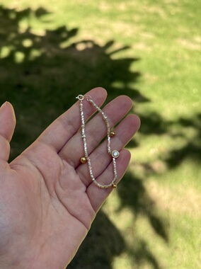 S925纯银小金球超闪锆石碎银子手链轻奢精致高级感银链子