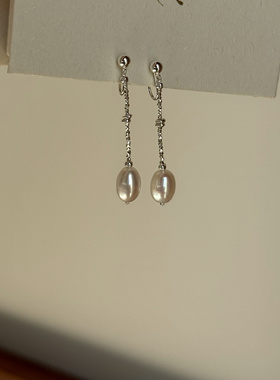 原创手工制天然淡水珍珠925纯银碎银子耳环精致温柔无痛耳夹女