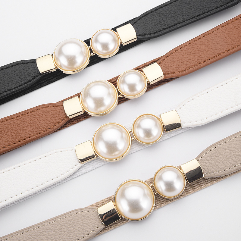 女士珍珠对扣时尚流行细腰封
