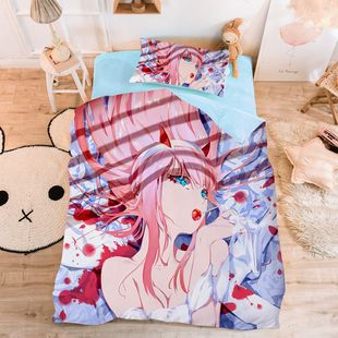 2025国家队动漫四件套双人床二次元02床单三件套学生宿舍单人被套