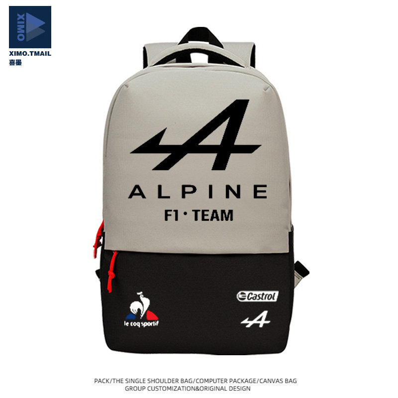 热销alpine车队雷诺F1赛车车队周边双肩包男女2023新款大容量书包