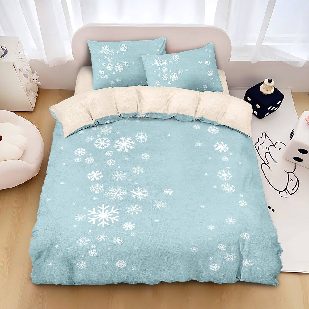 2025雪花牛奶绒四件套冬季加厚床上用品网红被套亲肤床单床笠式可