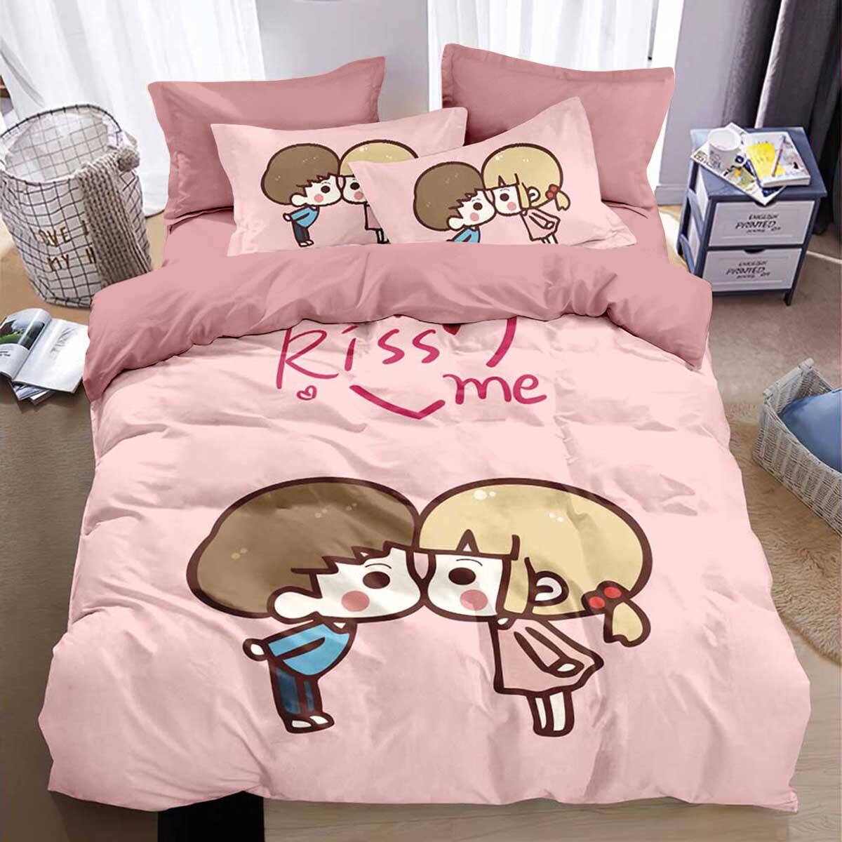 2026搞怪情侣纯棉被套四件套个性卡通可爱双人家居床上用品床单床