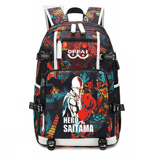 2025一拳超人 琦玉动漫周边双肩背包电脑包USB充电书包 一击男