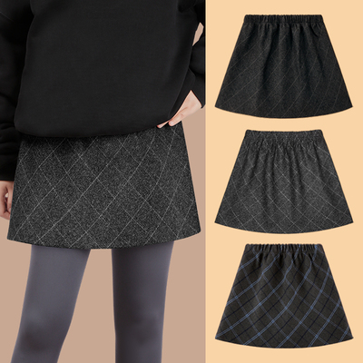 2025新款格子屁帘女冬叠穿高级感