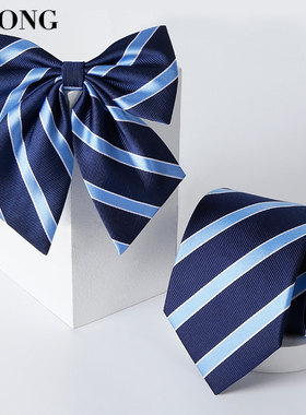 蓝色女士领结蝴蝶结女职业衬衫配饰学院风银行领花领带男空姐头花