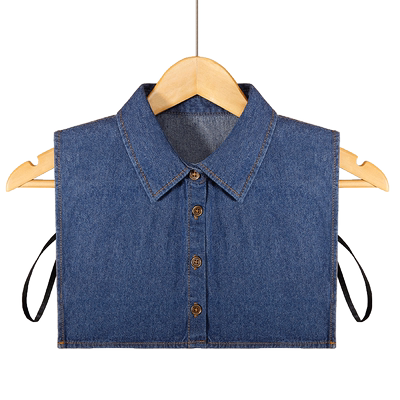 蓝色百搭牛仔假领子女