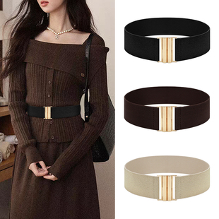 2025新款羽绒服腰带女士皮带装饰皮带配裙子大衣女士弹力松紧女款