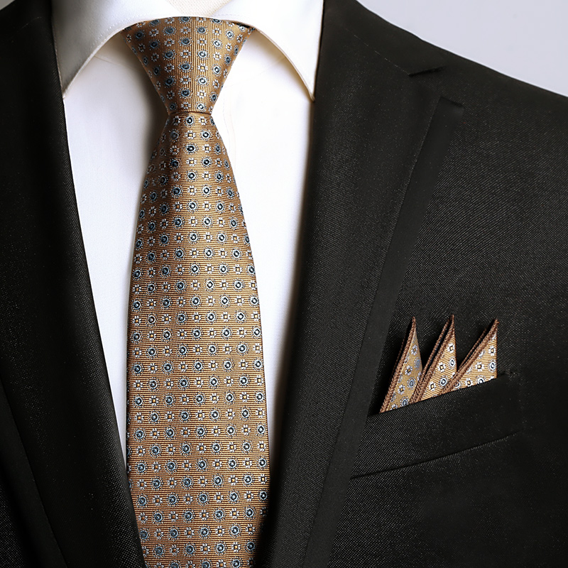 领带男士复古拉链英伦香槟色正装