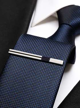 蓝色领带男高端商务正装拉链式免打职业西装休闲英伦风领带夹易拉