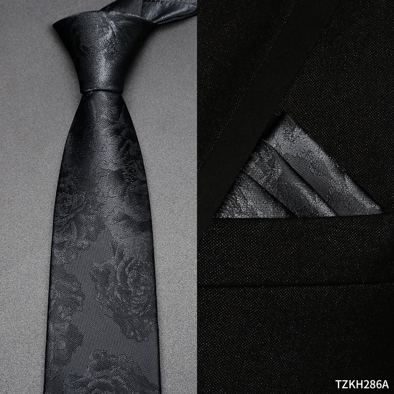 thumbnail for Tie men's formal wear business black gray pattern hand-made wedding high-quality shirt suit accessories work high-quality trend