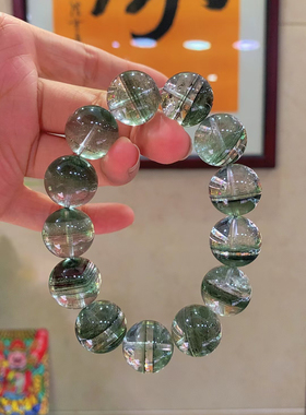 正品天然巴西绿幽灵千层手链手串饰品男女款通透明亮的晶体大气