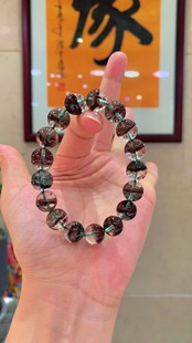 正品 禮物飾 水晶手鏈手串飾品男女款 天然紅幽靈水晶手串手鏈新中式