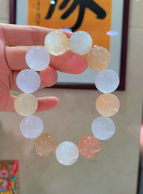 天然彩兔毛白色手链女款单圈时尚小清新简约水晶手串饰品礼物百搭