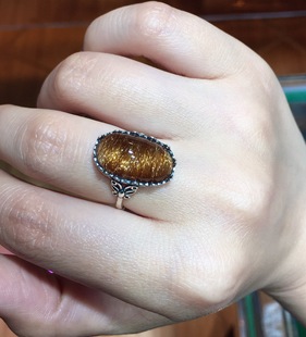 正品天然铜发晶水晶戒指女款黑发晶戒指黑发晶戒指黑发晶戒指银