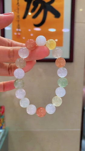 一念七宝天然彩兔毛单圈手链男女款冰透体仙女色发丝绵密大气饰品