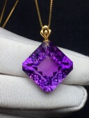 正品 天然紫水晶永恒之心吊坠18k金镶嵌女款 紫水晶项链吊坠送女友