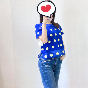 强烈荐 ｜知牌 桑蚕丝短袖 大波点短款 T恤女 600 针织衫 tunetune