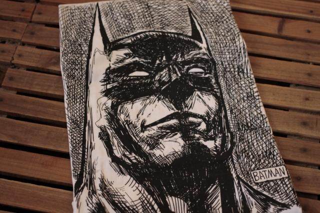 蝙蝠侠 BATMAN 素描头像 拼接手绘风格印花 圆领全棉欧码短袖T恤