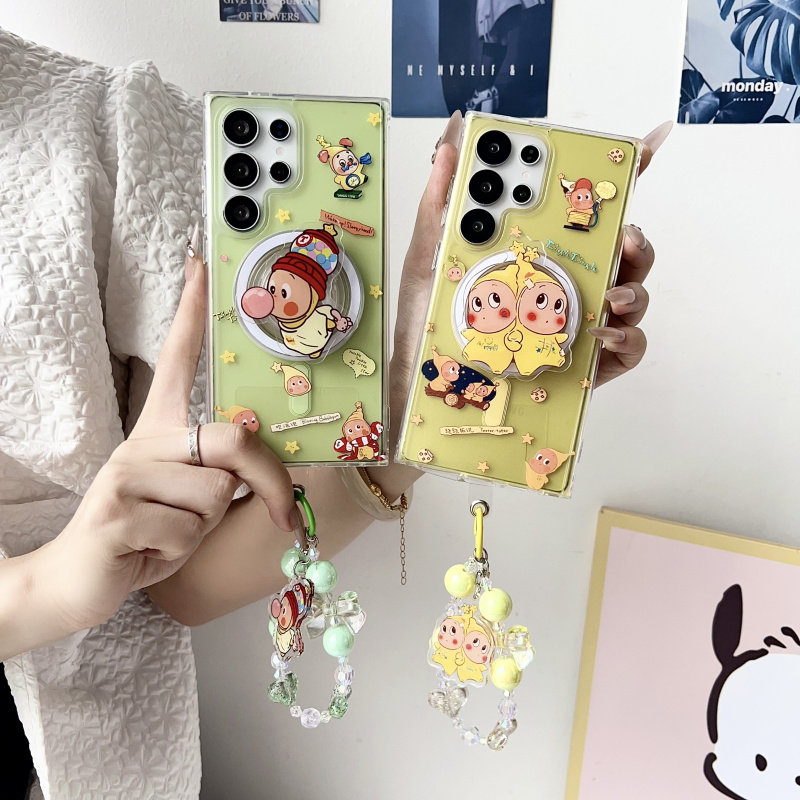 适用三星s24手机壳日韩可爱卡通萌系星星人s25ultra保护套磁吸支架手链S23plus防摔S24ultra女款S23软套