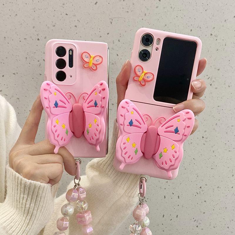OPPOfindn3flip硬壳立体粉色蝴蝶
