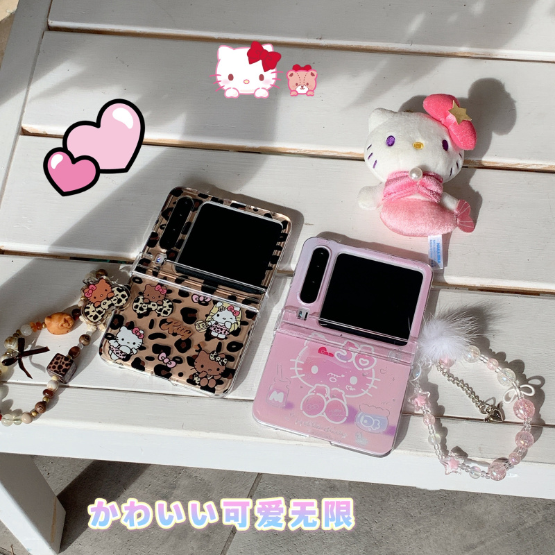 适用摩托罗拉razr60手机壳卡通豹纹KT猫razr60 Ultra全包带铰链小折叠创意个性Razr50保护套razr40/50Ultra壳