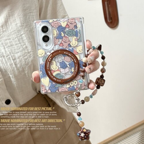 韩系卡通动物园适用三星GalaxyZFold8手机壳折叠屏ZFold7保护套ZFold5/6双面壳旋转360支架ZFold8Ultra防摔壳