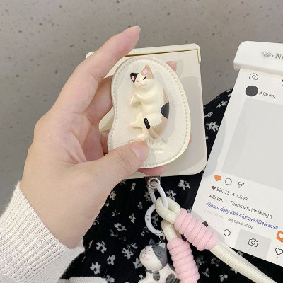 适用于摩托罗拉Razr50手机壳ins韩系立体卡通猫咪支架oppo折叠屏Razr50Ultra手女链Razr50保护套创意个性男女