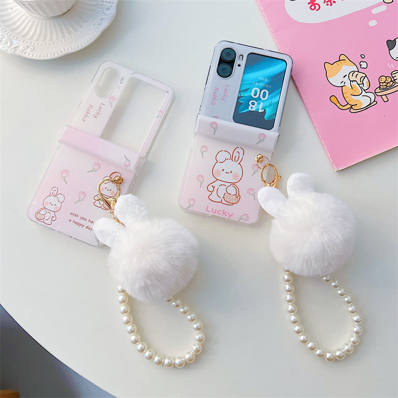 OPPOFindN2Flip手机壳新款oppo折叠屏find n2flip韩服可爱卡通兔子n2flip创意个性手链N2 Flip保护套