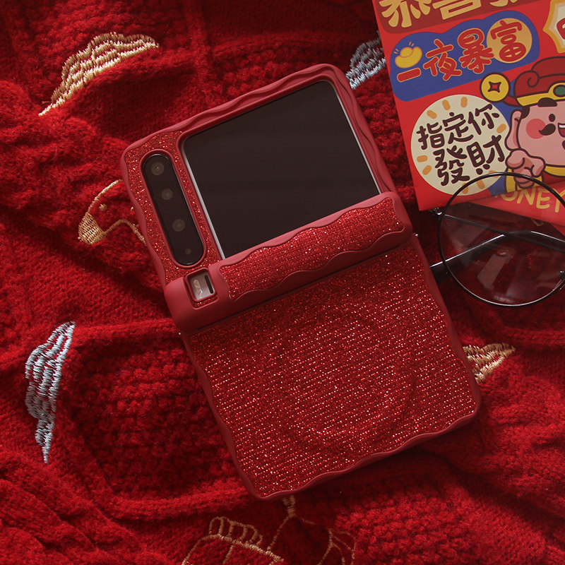 ins韩风个性红色闪粉亮片磁吸适用华为PuraX典藏版手机壳PuraX全包中轴折叠屏保护防摔套purax折叠屏保护套女,3C数码配件,手机保护套/壳,淘宝优惠券,粉丝福利购,淘宝优惠卷