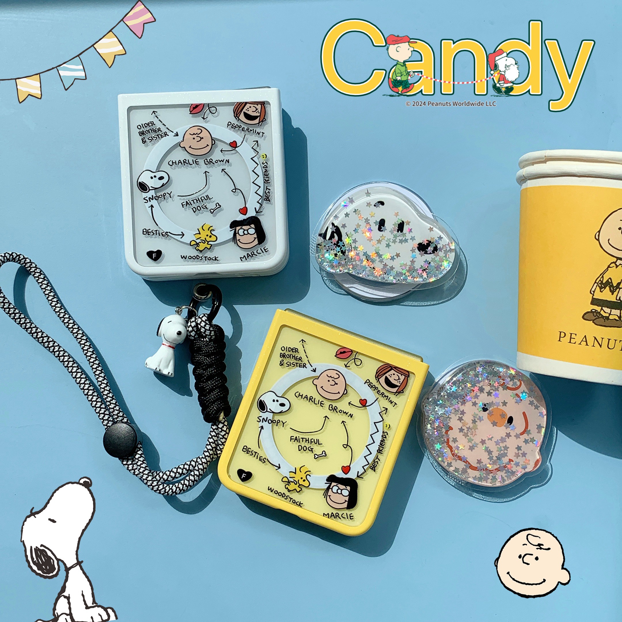 ins可爱韩系卡通史努比适用三星zflip7手机壳ZFlip5保护套查理大全视窗磁吸F7410防摔W24 Flip小翻盖zflip6壳