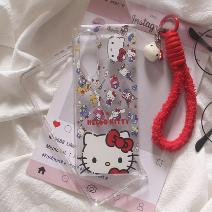 韩系ins可爱卡通KT猫适用三星Fold7手机壳ZFold5外壳W24手链fold6防摔双层折叠zfold4/3保护套女款