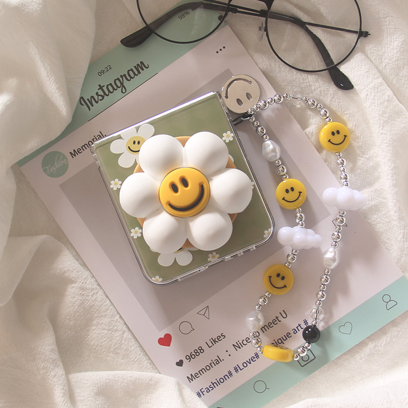 ins韩风小清新透绿雏菊笑脸适用华为Pura x手机壳pocket2小米MIXFlip2荣耀vflip磁吸支架oppofindn3flip套女