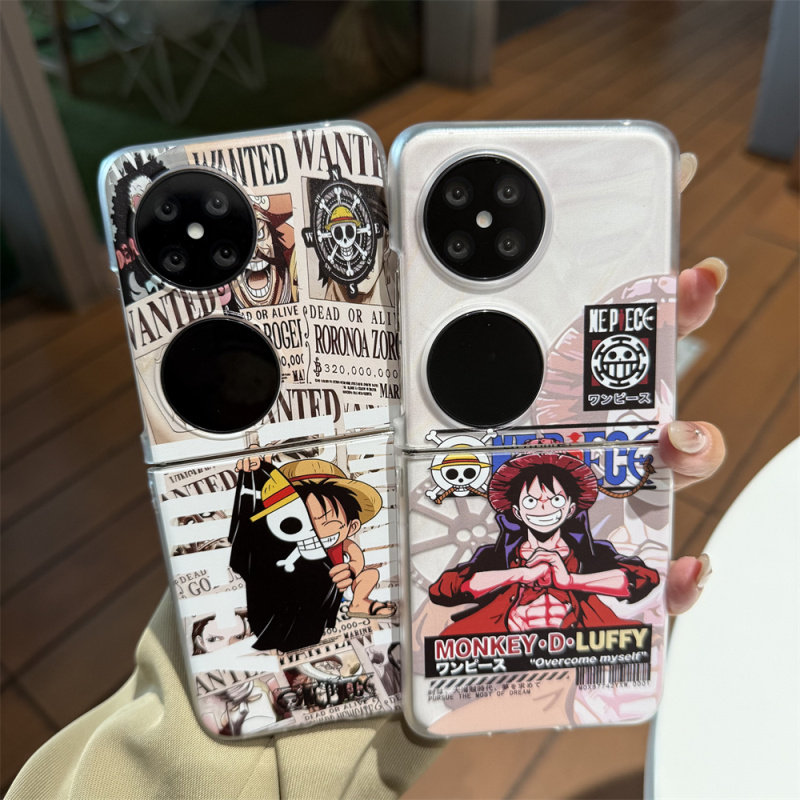 适用华为pocket2手机壳ins可爱日系卡通海贼王路飞P50pocket创意个性Matex5硬壳手链matex3保护套翻盖p50外壳