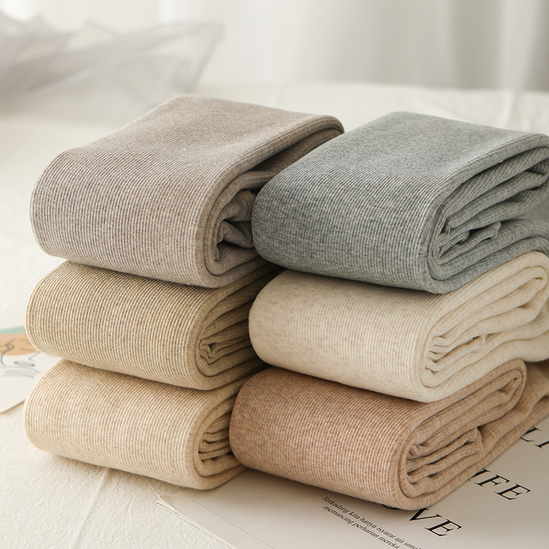 加绒加厚高腰纯棉显瘦条纹打底裤