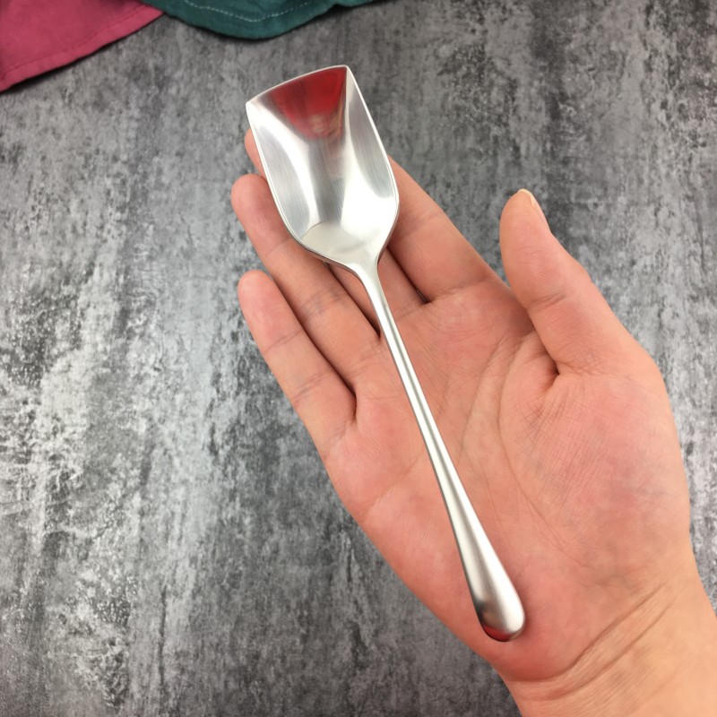 轻奢304不锈钢小汤匙调料勺茶匙咖啡勺方头短柄甜品勺蜂蜜勺铲子