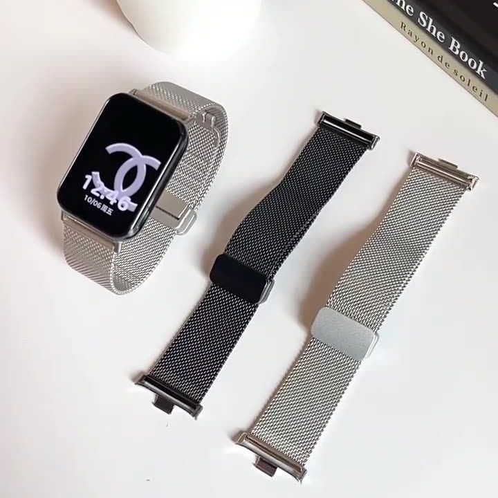 适用小米8pro表带米兰尼斯磁吸扣红米watch4不锈钢小米9pro手表带