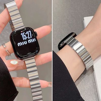 适用iwatch10苹果手表带新款s9一株磁吸金属Applewatch87夏季透气