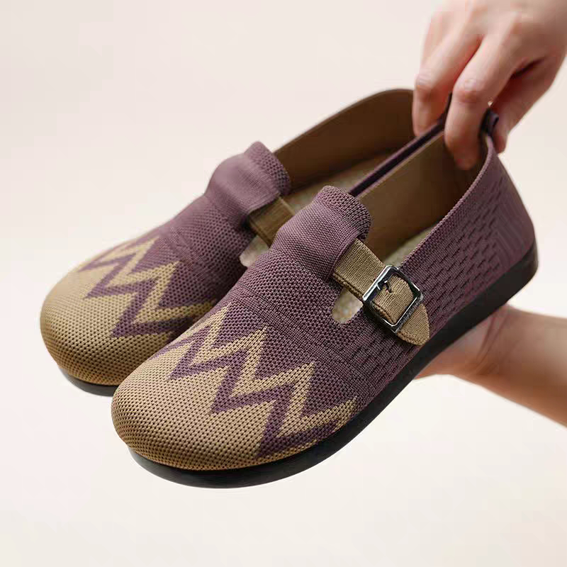 老北京布鞋女中老年夏新款民族风一脚蹬单鞋妈妈鞋休闲平底鞋网鞋