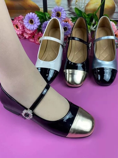 中跟5厘米单鞋2024春季复古英伦风百搭粗跟软底小香风马丽珍鞋