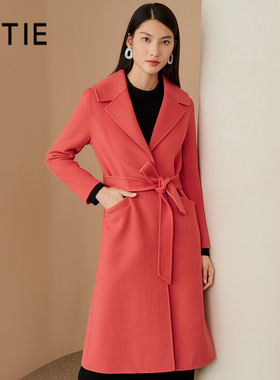 设计总监然姐EITIE爱特爱经典红色正肩纯羊毛呢子大衣