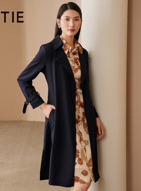 EITIE爱特爱利落干练修身长风衣外套显瘦通勤简约百搭冬款