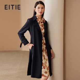 EITIE爱特爱利落干练修身长风衣外套显瘦通勤简约百搭冬款