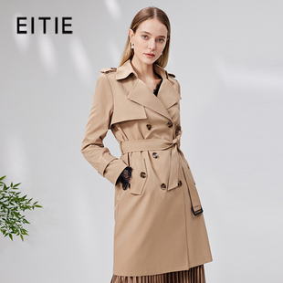 EITIE爱特爱经典英伦风通勤复古收腰卡其色显瘦风衣外套秋新款