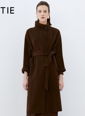 [设计总监然姐]【5.4%山羊绒】EITIE爱特爱立领收腰长款毛呢大衣