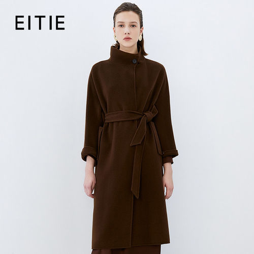 [设计总监然姐]【5.4%山羊绒】EITIE爱特爱立领收腰长款毛呢大衣