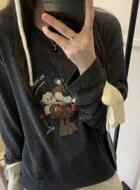 欧洲站2024秋冬新款欧货潮时尚卡通休闲长袖打底衫女上衣