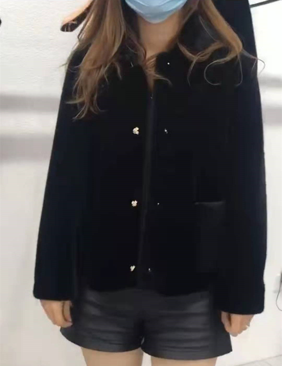 正品韩版丹麦仿貂外套短款外套百搭矮个子女装上衣高档洋气妈妈装